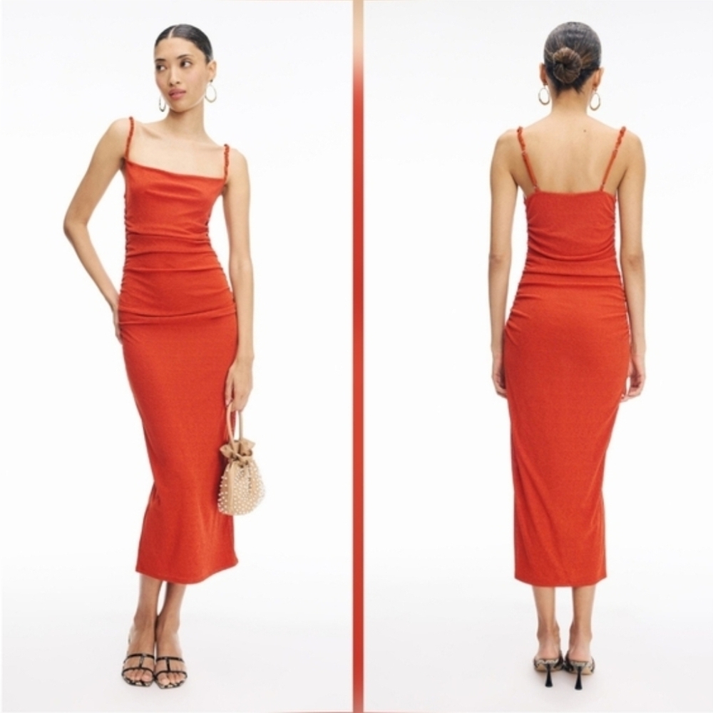 Nanushka Alexa Midi Dress In Red Casual Sleeveless Pull On Size XL